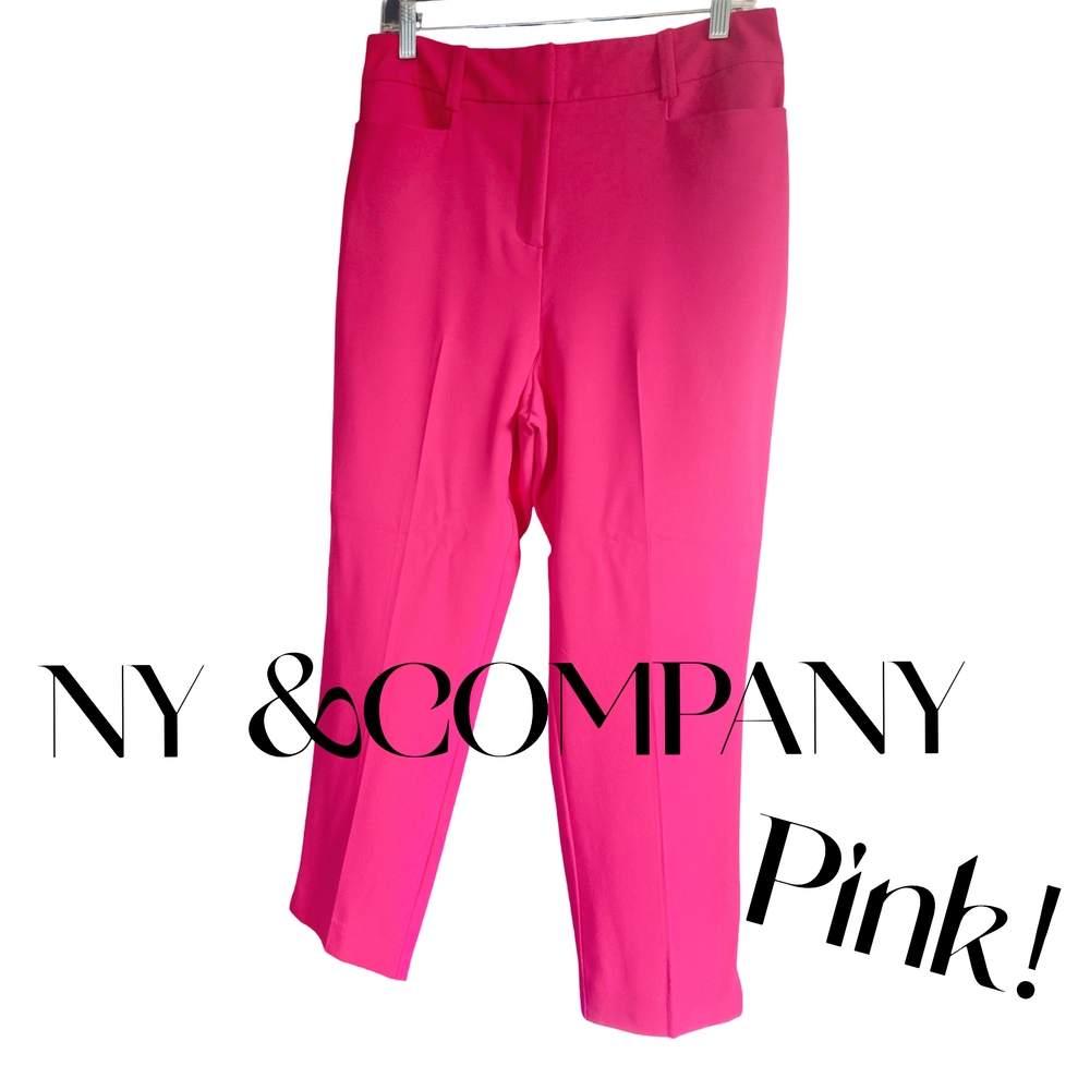 NWT New York & Company Stunning Pink Tailored Trousers HOT PINK! SHARP